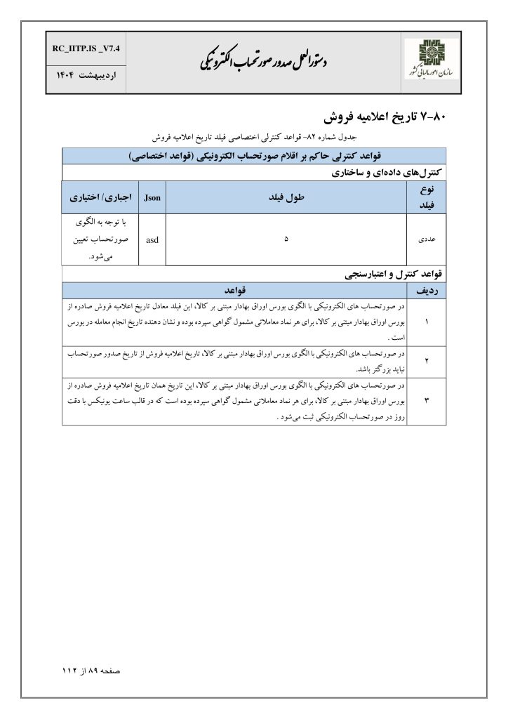 تاریخ اعلامیه فروش